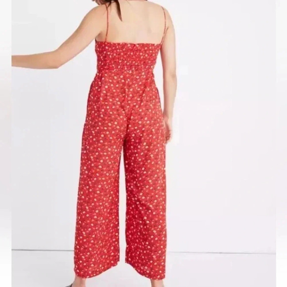 Madewell Red Floral Prairie Posies Wide Leg Jumpsuit Size 6 Casual Party Summer - Picture 2 of 12